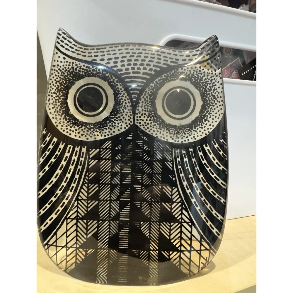 Vintage Abraham Palatnik Medium Lucite Owl Figurine OP Art MCM Brazil